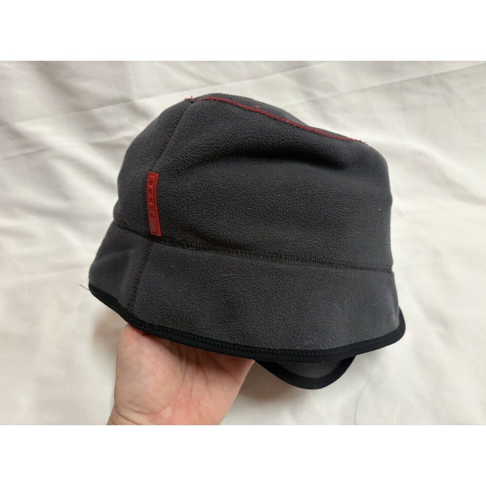 Prada Fleece Bucket Hat Ear Flaps Medium Winter Hat Red Logo